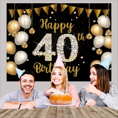 Image of 40th Birthday Backdrop 5x4 Ft | Backdrops for Decoration | Birthday Decoration Backdrop | Banner for Kids Theme Party