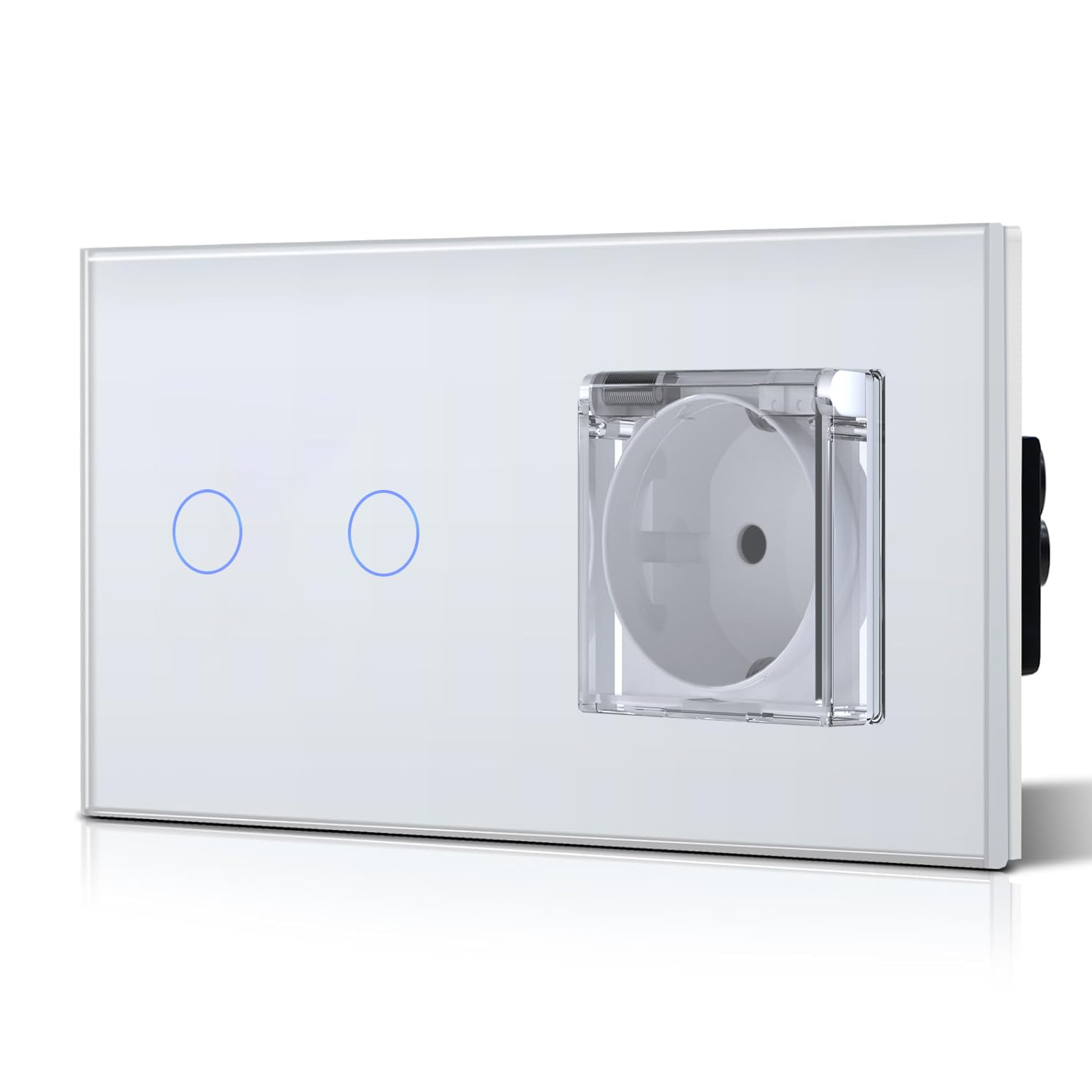 BSEED Interruptor táctil y enchufe pared,Toma de corriente con USB C,Panel de Vidrio con pulsador LED,Sin Función Wifi,1 Gang 1 Vía+1 Enchufe USB/Tipo C,157mm Negro — view 38
