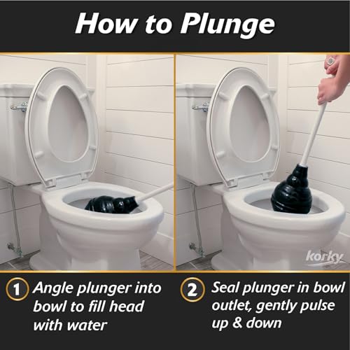 Image of Korky BeehiveMAX Heavy Duty Toilet Plunger - Seals All Bowl Shapes - Powerful Clog Removal 1 Count (Pack of 8)
