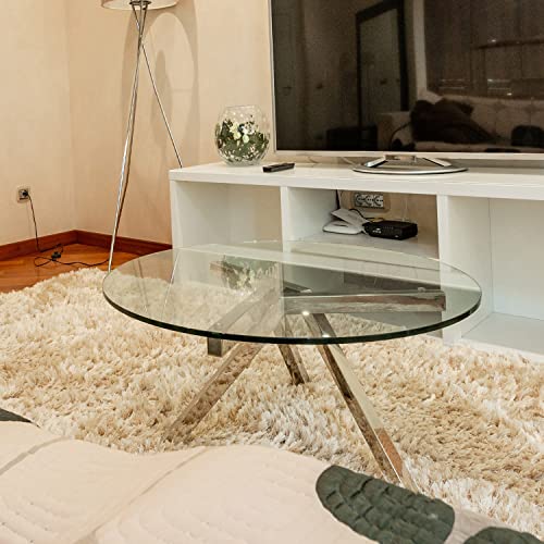 Fab Glass And Mirror Round Flat Polished Glass Table Top, 44 Inch, Clear #TOP7