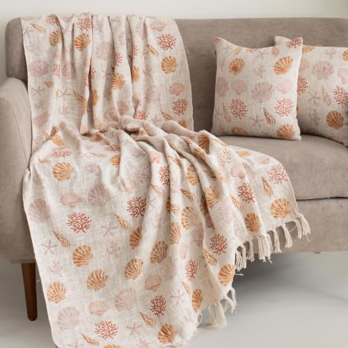 Image of Sofa Throw 50x70 Inch Off White Blanket for Living Room, Soft & Cozy Decorative Couch Cover, Lightweight Reversible Throw for Sofa, Bed, Chair & Home Decor, Comfortable All-Season Coverlet