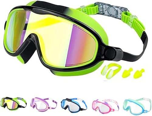 Miniatura 5 de Gafas de natación de marco grande impermeables y antivaho para niños, gafas de natación de visión amplia de verano 2025 para niños y niñas