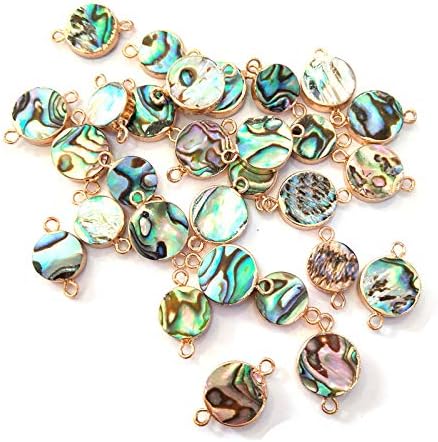 LE SKY 8 Pcs Natural Abalone Connectors Round Shape Shell Pendant Charms for Jewelry Making Necklace DIY Gift - Image 3