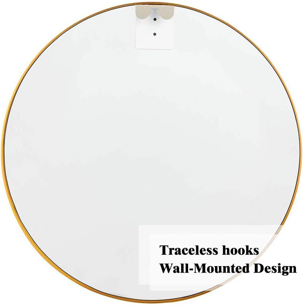 Best Deal Cheap 🛒 NeuType Round Mirror Metal Framed Wall-Mounted Mirror Hanging Mirror for Bathroom, Washroom, Bedroom, Living Room (Golden, 32 x 32)