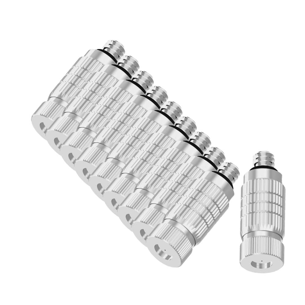 KHANJAN Brass and Copper High-Pressure Anti-drip Fogging Spray Atomizing Misting Head Nozzle For Sprinkler Greenhouse, Garden Humidification Landscaping Dust Control-10 Pack (0.7 MM) (B0D2B71ZPD) Amazon Price History, Amazon Price Tracker