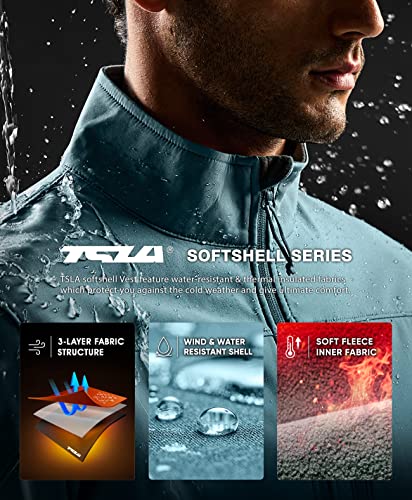 TSLA Men's Sleeveless Softshell Vest, Full-Zip Windbreaker Vest, Outdoor Golf Travel Hiking Vest4
