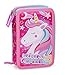 Julian Ross Estuche triple relleno, Plumier Triple, 44 accesorios escolares, 20 centímetros (Unicorno Mary)