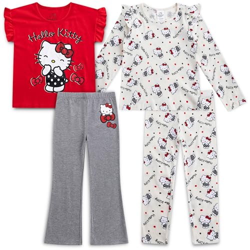 Image of Hello Kitty Girls Long Sleeve Shirt T-shirt and Pants 4 Piece Set Big Kids