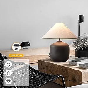 Rustic Farmhouse Table Lamp 16.5" Tall Clay Pot Table Lamps Southwestern Textured Ceramic Lamp Body with White Textured Shade Bedside Nightstand for Living Room Bedroom Office (Black) Rustic Farmhouse Table Lamp 165 Tall Clay Pot Table Lamps Southwestern Textured Ceramic Lamp Body with White Textured Shade Bedside Nightstand for Living Room Bedroom Office Black
