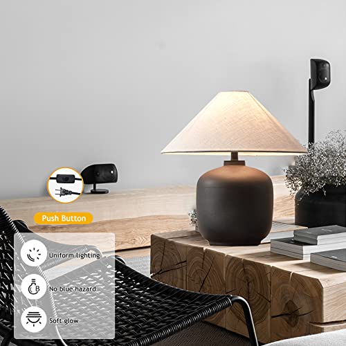Rustic-Farmhouse-Table-Lamp-165-Tall-Clay-Pot-Table-Lamps-Southwestern-Textured-Ceramic-Lamp-Body-with-White-Textured-Shade-Bedside-Nightstand-for-Living-Room-Bedroom-Office-Black Rustic Farmhouse Table Lamp 165 Tall Clay Pot Table Lamps Southwestern Textured Ceramic Lamp Body with White Textured Shade Bedside Nightstand for Living Room Bedroom Office Black