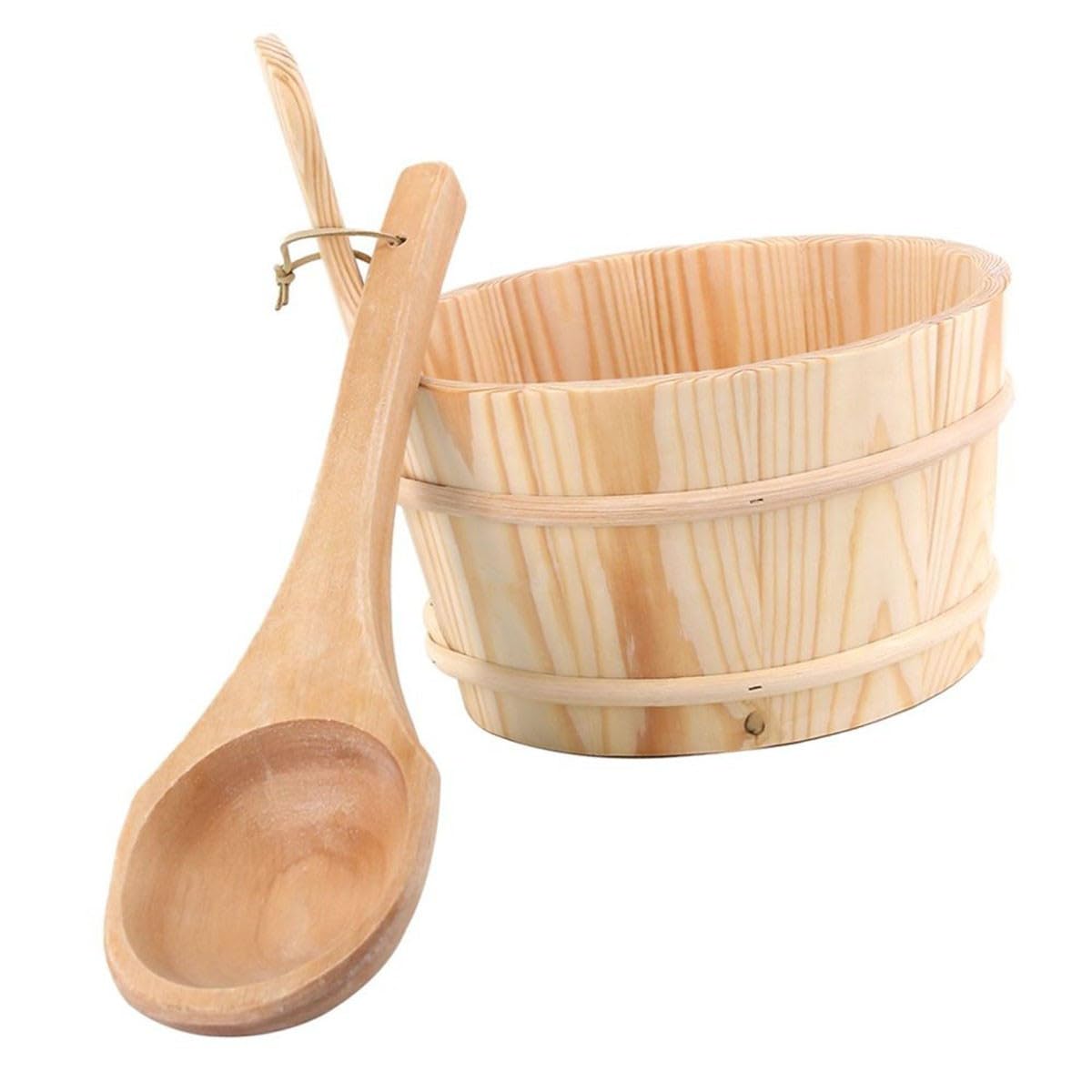 Desineo Kit Seau et Louche en Bois pour Sauna 4 Litres