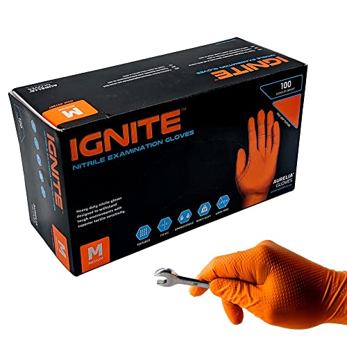Gants en nitrile orange haute visibilité texture robuste XL