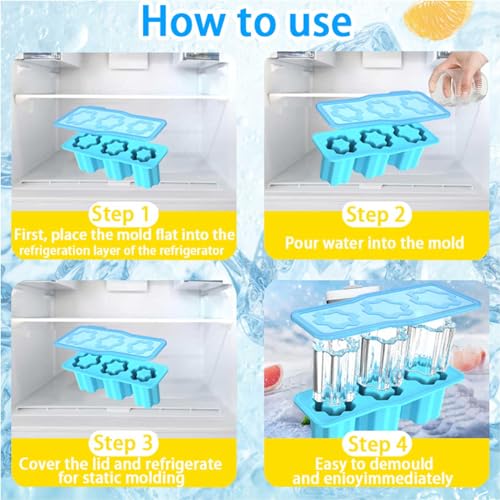Molde de silicona para hielo con tapa, flexible, verde miniatura 4