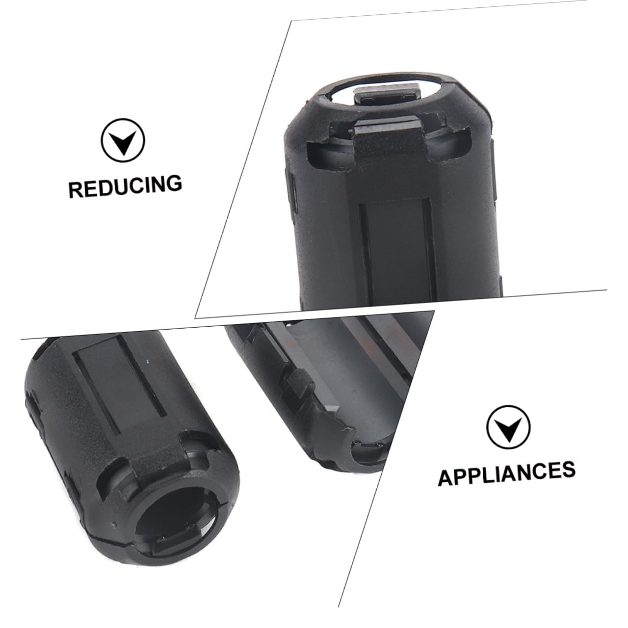 Filtro di Rumore Nucleo di Ferrite Rimovibile per Cavi di Alimentazione Nero, Mini Forma, Materiale in Nichel Zinco Ferrite, per Elettrodomestici e Dispositivi Elettronici
