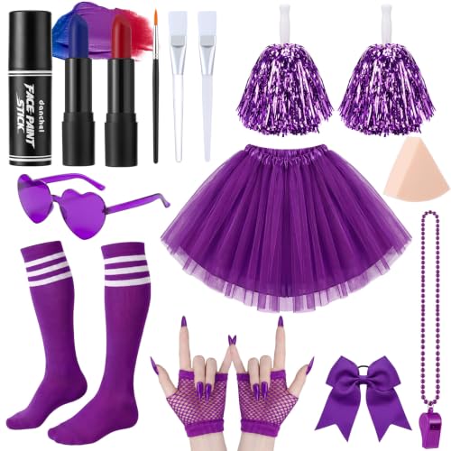 Jiuguva 15 Pcs Purple Team Spirit Accessories Girls Field Day Accessories