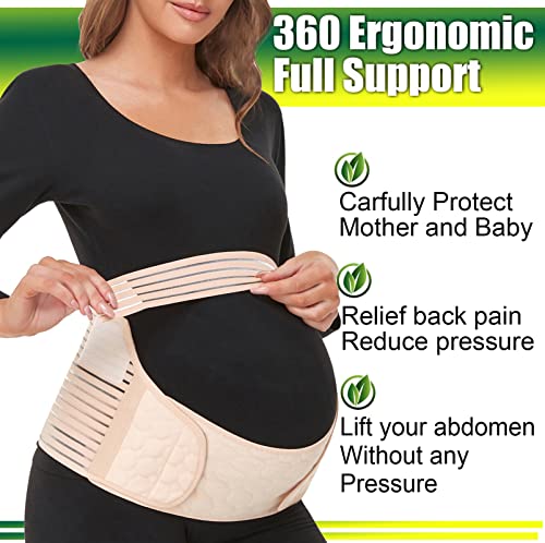 Chongerfei Pregnancy Belly Support Band Maternity Belt Pregnancy Support Belt For Back/Pelvic/Hip Pain,Maternity Belly Band Back Support (Fit Ab 35.5"-47.3",M, Beige) #TOP1