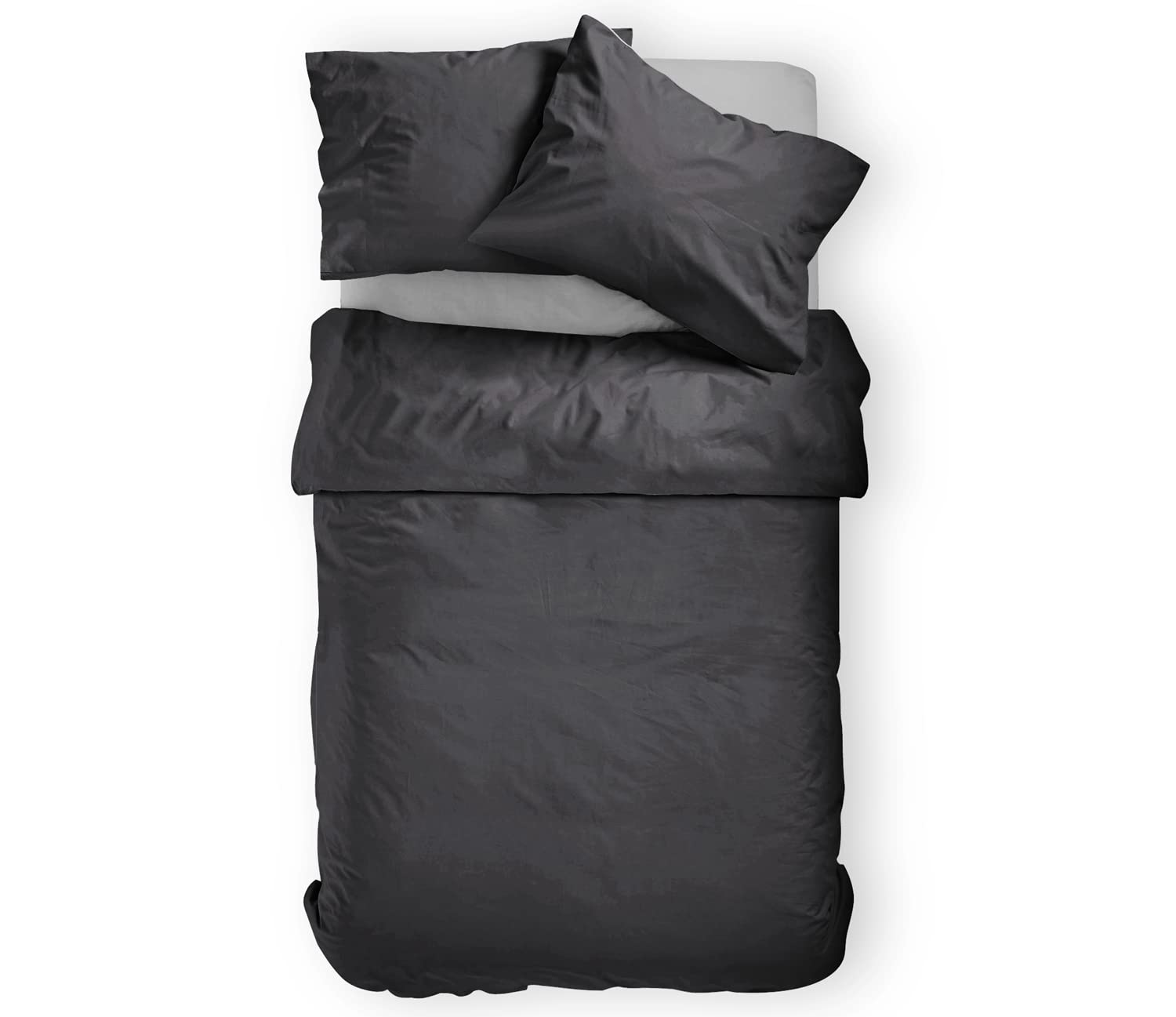 Amolavet Sommer Bettwäsche 135x200 Anthrazit Grau Uni Gebürstete Mikrofaser Super Weich & Atmungsaktiv Pflegeleicht & Bügelfrei 2 Teilig Bettbezug Set mit Reißverschluss für Einzelbett