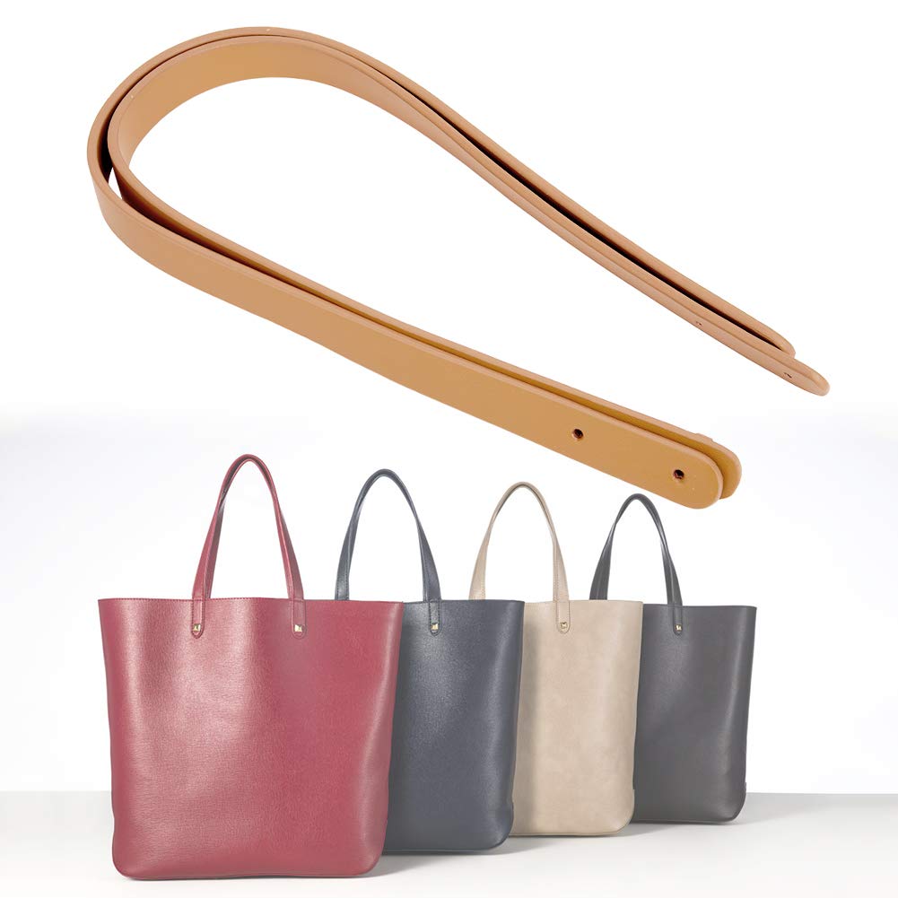 2PCS Manici in Pelle per Borsa Fatti a Mano 65cm, Cinghia per Spalla Sostitutiva DIY, Pelle Scamosciata Morbida con Rivetti, Accessori Durevoli per Borse Donna, Parti per Valigia P (Beige)