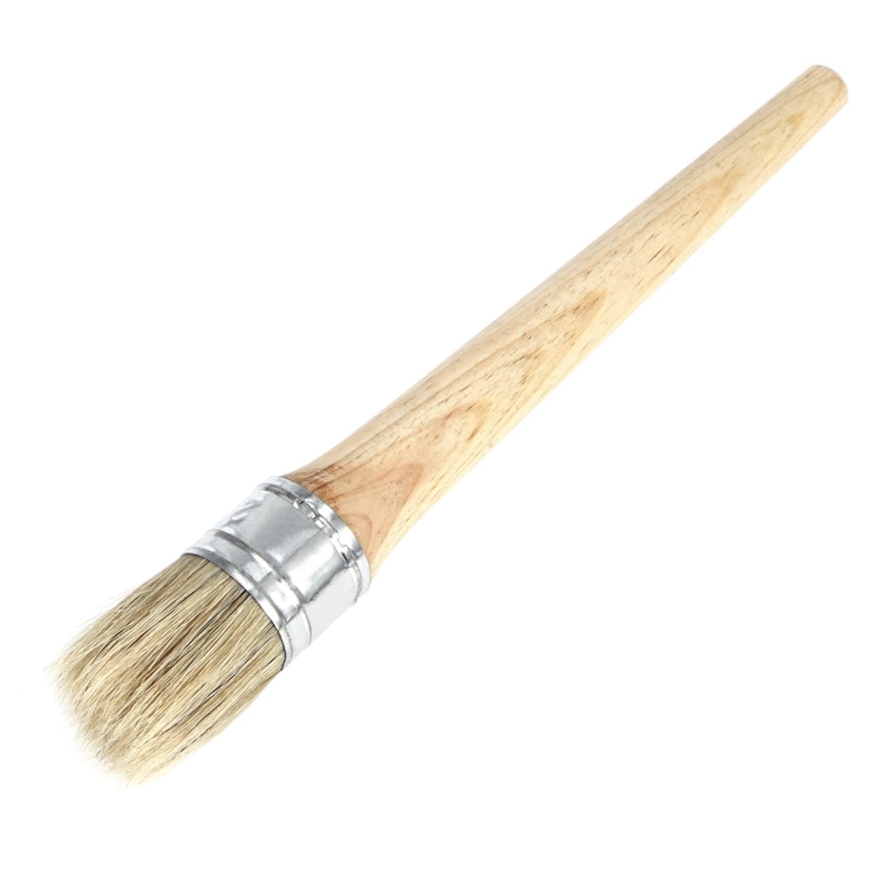 Pennello Rotondo per Pittura a Manico lungo 4 Pezzi, Legno | Set Professionale con Setole Naturali, per Stencil e Decorazioni Casa, Accesso Agevole a Fessure Difficili