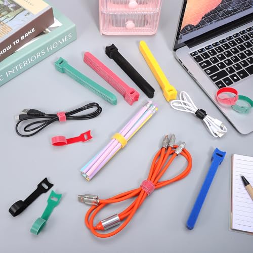 ORFOFE Reusable Cable Ties Cord Organizer 150Mm Wire Management Straps for Charging Cords and Desk Cable Holder, 100 Pieces miniatura 4