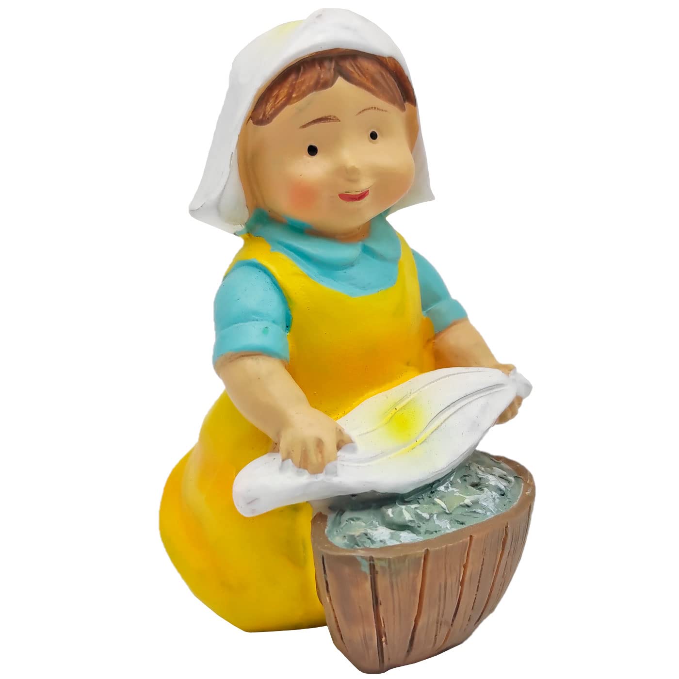 Acan Tradineur - Figura de lavandera Naïf para Belén, marmolina, Figura de Oficio Decorativa para Nacimiento, Pesebre, Navidad, Adorno Tradicional - 8 x 4,5 x 5,2 cm
