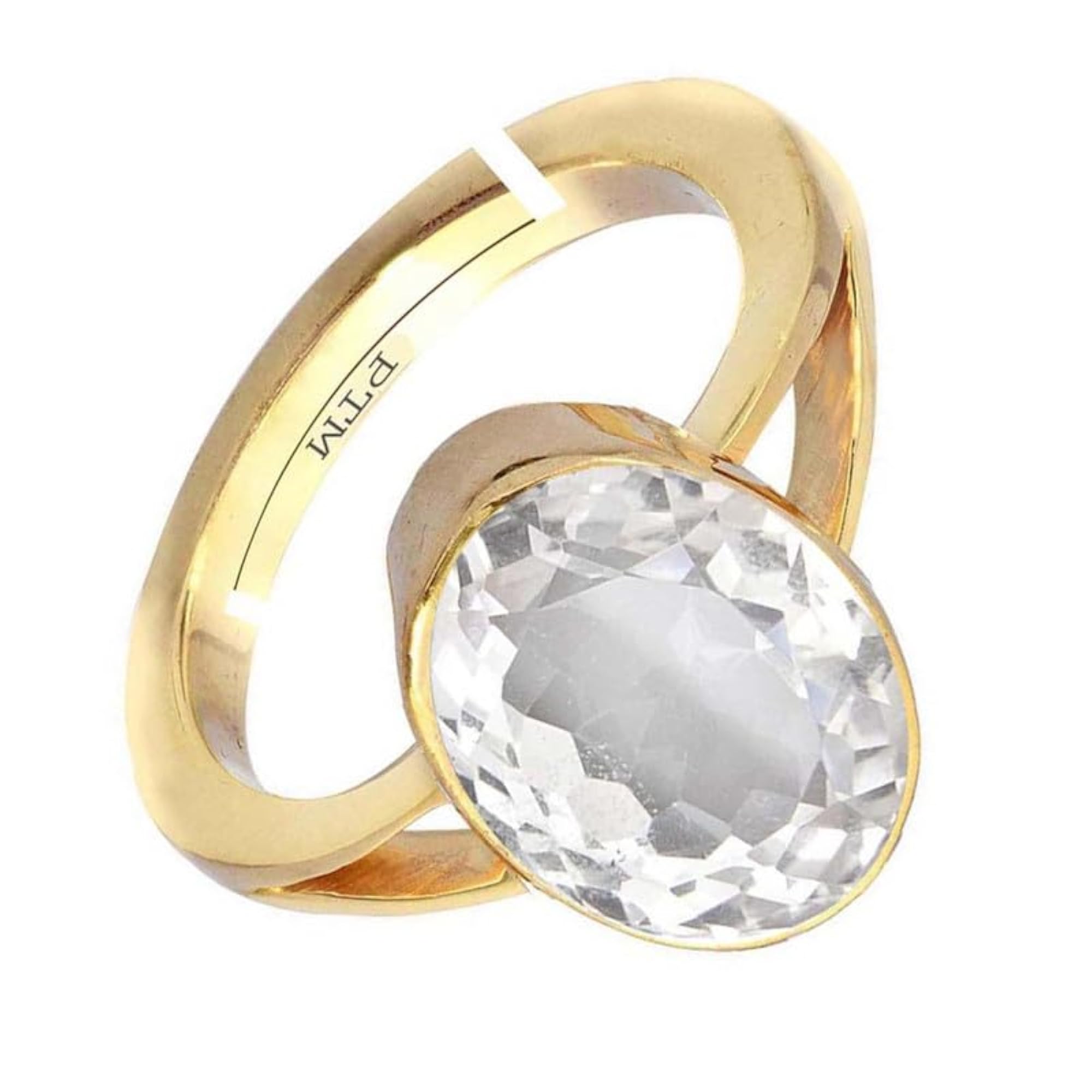 Adjustable White Topaz Certified Natural Gemstone Gold Plated Ring