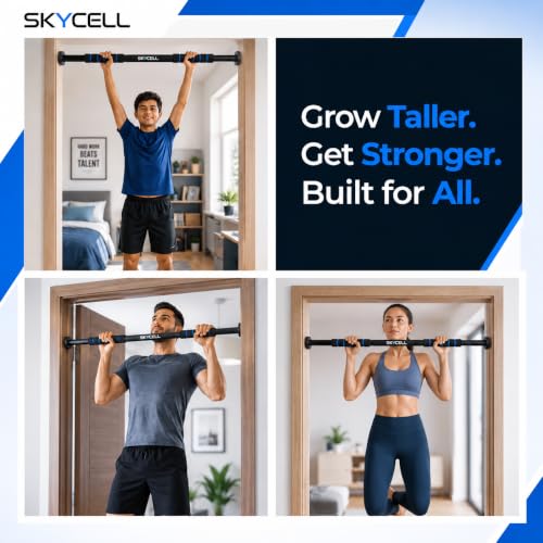 Image of SKYCELL Heavy Duty Door & Wall Mounted Pull Up Bar for Home Workout - Multi-Grip Pull-Up Bar (EasyFit Alternative)
