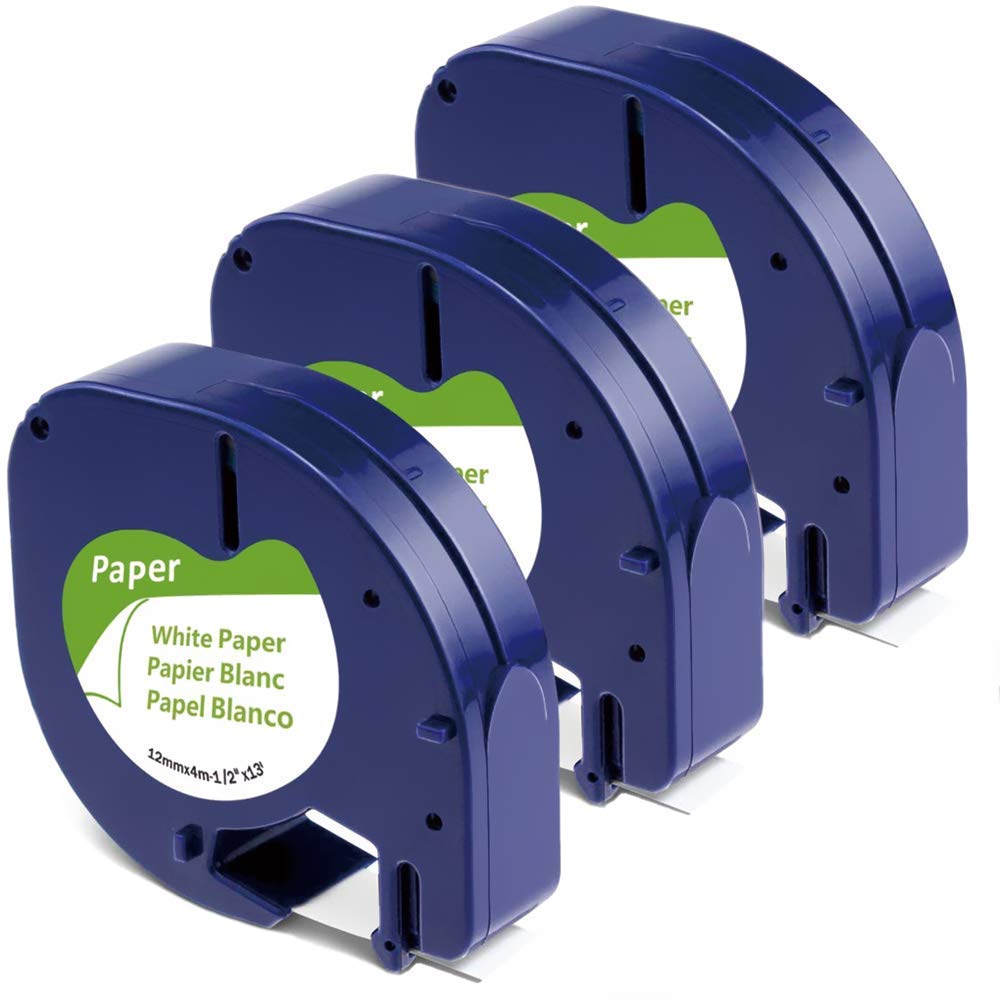 Paper White Tape Replacement for Dymo Letratag Refills Compatible with Dymo Label Maker Refills 1/2 x 13 for Letra Tag LT-100T LT-100H 200B QX50
