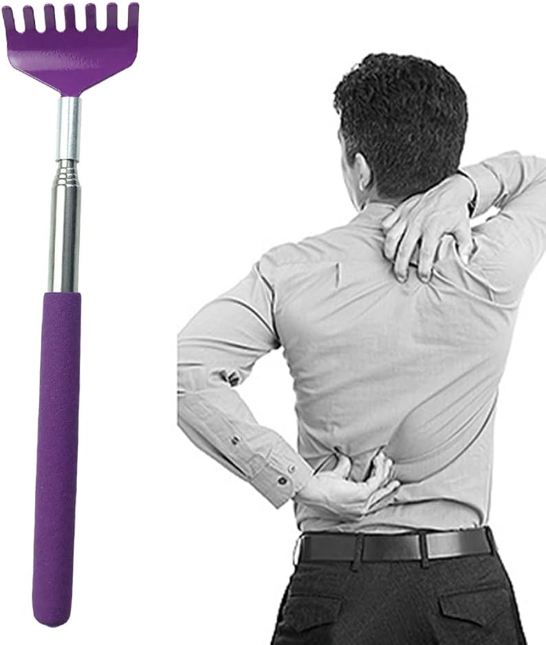 Xiaokeis Back Scratcher, Portable Extendable Stainless Steel Telescoping Back Scratchers Telescoping Scratcher Tetractable Claw Metal Hand Massager Tool for Adults(Purple)