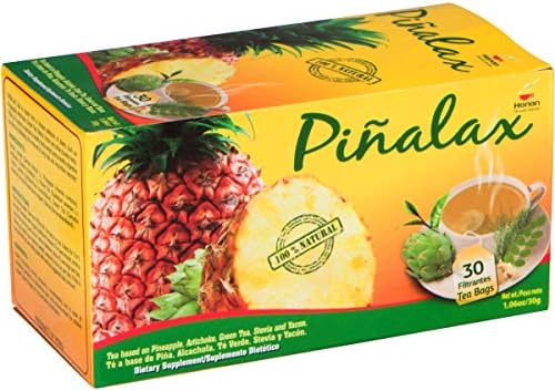 Piñalax Detox - Herbal Tea of Pineapple (Piña), Artichoke (Alcachofa), Green Tea (Te Verde), Stevia, Yacon Leaves, Senna (Sen), Horsetail (Cola de Caballo) and Fennel (Hinojo) - 30 Tea Bags of All-Natural Herbs from Peru for Digestion