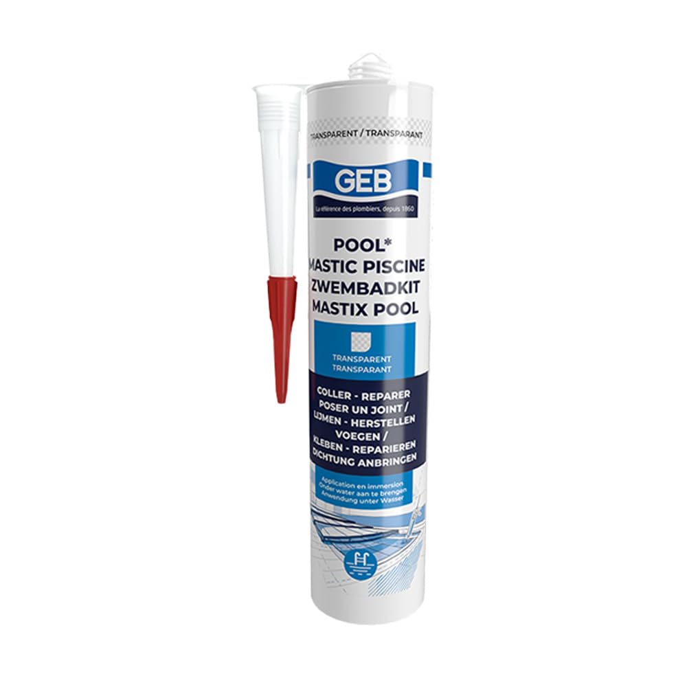 GEB - Réparation piscine - Lot de 4 Mastics piscine POOL qualité professionnelle TRANSPARENT 290 ml -