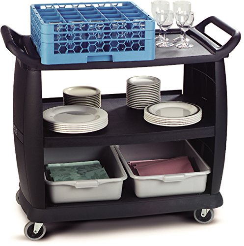 Carlisle Foodservice Products Plastic Bussing Cart, 300 Lb Capacity, 42" X 21" X 38", Black #TOP6