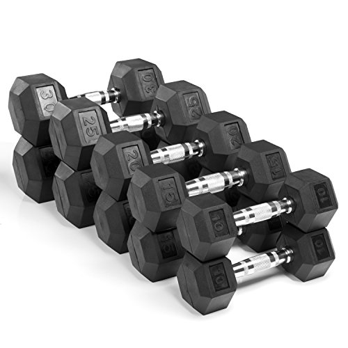 XMark Hex Dumbbells, Rubber Coated, 200 Pound Set