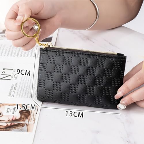 Bag Zipper Portable Key Chain Card Holder Multifunction Clutch Bag Women(Black)2