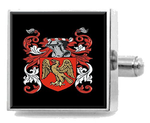 Clip para corbata Bannister England con escudo grabado en bolsa de satén
