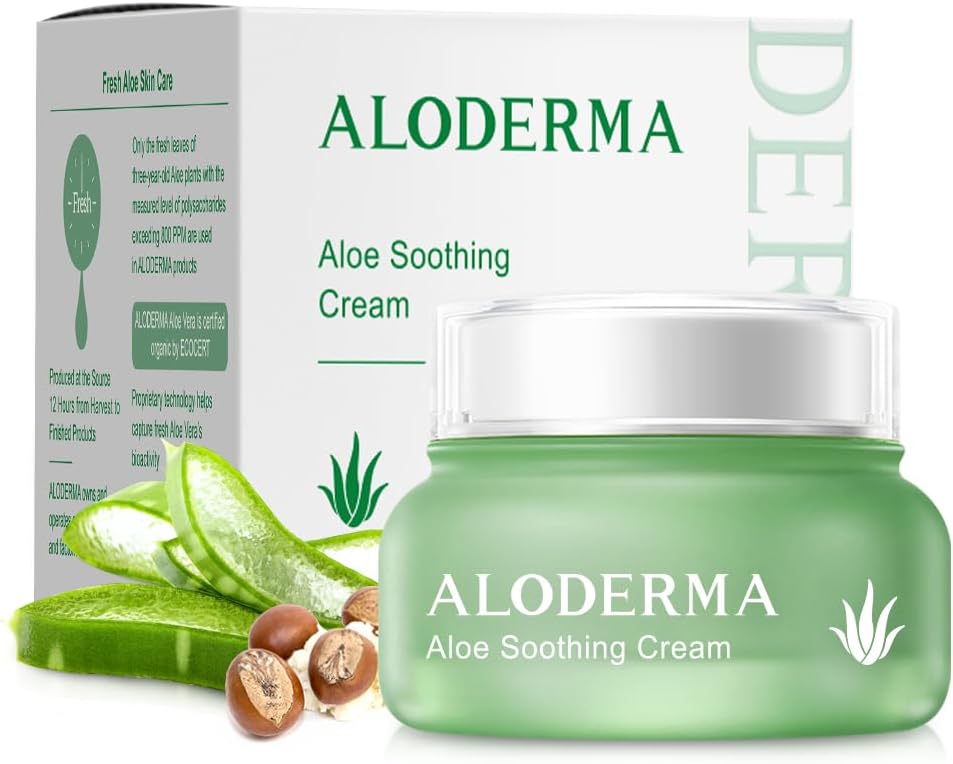 AlodermaSoothing and Moisturizing Cream 50g made with 75% Pure Organic Aloe Juice Offers Soothing Balance with Natural Botanicals, Non-Irritating Deep Soothing Skin Care