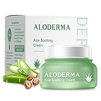 Vista 9 de Aloderma Crema facial hidratante para piel seca hecha con 70% de aloe vera orgánico, hidratación natural con ácido hialurónico y arginina, crema