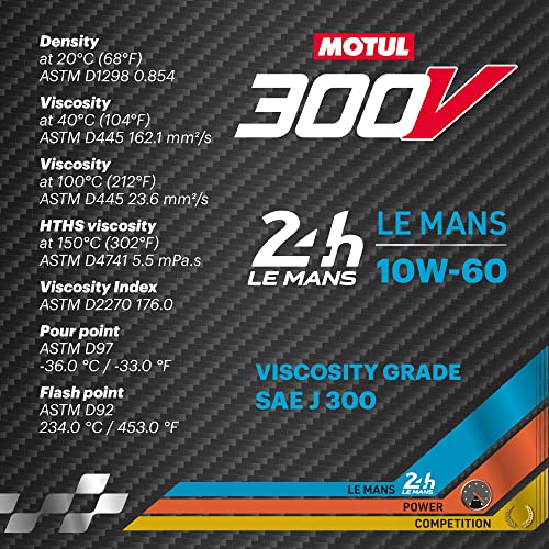 Motul 110864 300V 10W-60 Le Mans Car Racing Motor Oil Full Synthetic Engine Lubricant 2 Liter High Performance 4-Stroke Ester Core #TOP5