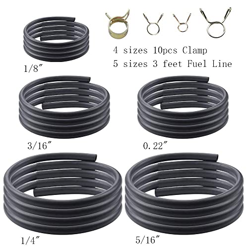 Alonegoer 3 Feet 1/8" 3/16" 0.22" 1/4" 5/16" Id Fuel Line Gas Tube Hose Compatible With Kawasaki Ezgo Snowmobile Lawn Mowers Tractors Bike Scooter Atv Golf Cart Motorcycle #TOP1