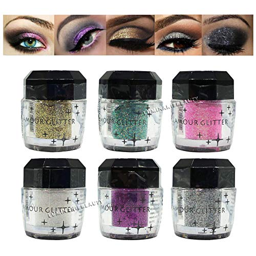 Cosmetics Eye shadow Color Makeup Pro Glitter Eyeshadow Palette 6pcs