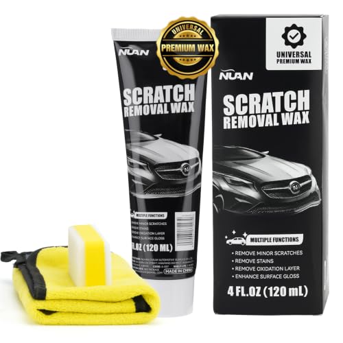 NUAN Car Scratch Remover Wax Universal Premium Polishing Compound for Deep Scratches 4 fl oz (120 ML) with Sponge and Cloth White NUAN scratch removal wax