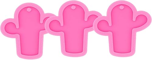 Miniatura 4 de Molde de silicona para manualidades de resina de cactus, 3 piezas, arte epoxi con 10 llaveros, postres de dulces, fondant, decoración de pasteles,