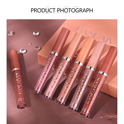 Baugger Conjunto de batom 6 cores fosco Kit de batom líquido aveludado à prova d'água de longa dura