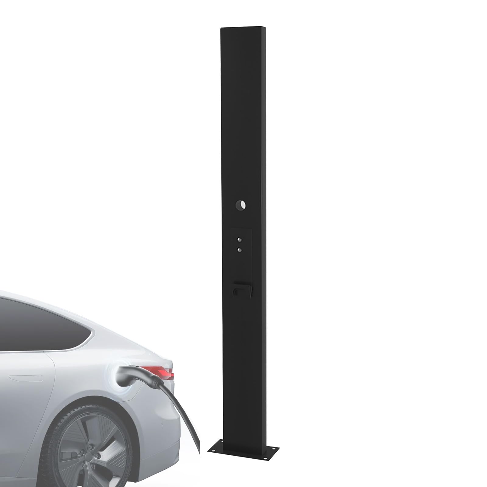 EV Charger Pedestal Stand - Waterproof, Rust-Proof Charging Station for Electric Vehicles, Compatible with Most Models, Large Size, Convenient Wire Hole Design, Perfect for New Energy Vehicl Black Large