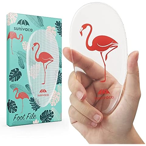 Sunivaca Glass Foot File Callus Remover for Feet, Flamingo Gifts for Women, Feet Scrubber Dead Skin Remover, Professional Pedicure Tools at Home, Heel Scraper for Cracked Heels Heavy Duty Cover