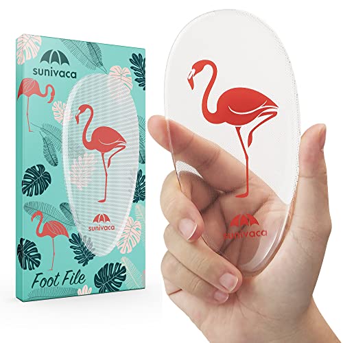Sunivaca Glass Foot File Callus Remover For Feet, Flamingo Gifts For Women, Feet Scrubber Dead Skin Remover, Professional Pedicure Tools At Home, Heel Scraper For Cracked Heels Heavy Duty #TOP1