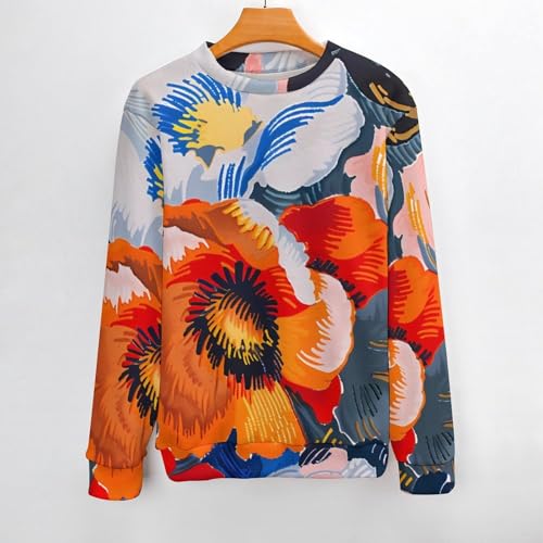 Tropical Flowers Mens Sweater Crewneck Pullover Sweater Casual Long Sleeve Warm Winter Tops2