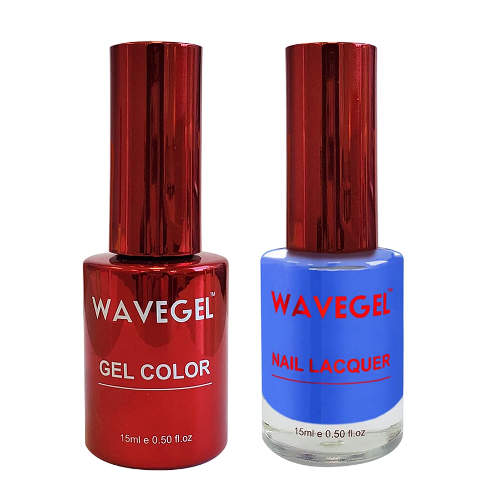 WAVEGEL Soak-Off Gel & Nail Lacquer Matching Duo Set - Queen Collection - #091 Ocean Blue I 0.5 Oz