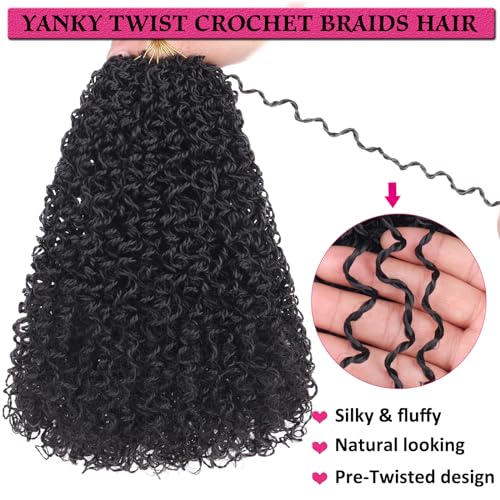 Unionbeauty 12 Inch Yanky Twist Crochet Hair 8 Packs Natural Black Pre-twisted Micro Passion Twist Crochet Hair Pre-looped Mini Spring Twist Crochet Braids Synthetic Crochet Hair for Black Woman 1B# - Image 5