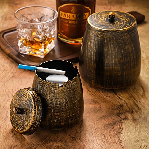 Ddajjaj Ashtray With Lid For Cigarette - Iron Outdoor Ash Tray Sets, Cool Ashtrays For Cigarettes Outdoor, Windproof Smokeless Ashtray For Home Office Outdoor Balcony(X-Large) #TOP5